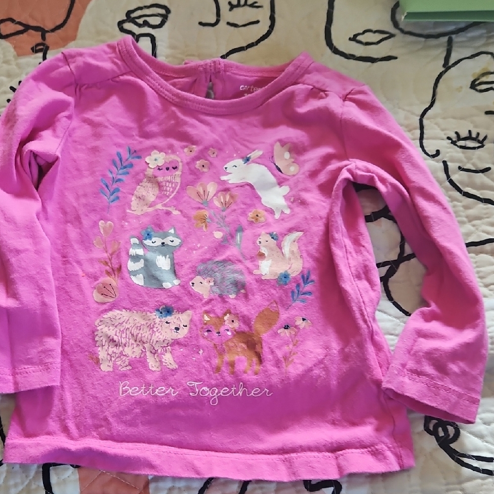Carter's Pink Long Sleeve Shirt with Animal Design